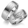 Trauringe Weißgold Platin mit Schleifen Design Brillanten Diamanten