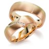 Trauringe dreifarbig mit 13 Brillanten breit besonderes Design