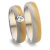 Trauringe zweifarbig mit großen zentralen Diamanten exklusives Design