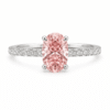 Verlobungsring mit 2 Karat Rosa Oval (Labor) Diamant 950/- Platin