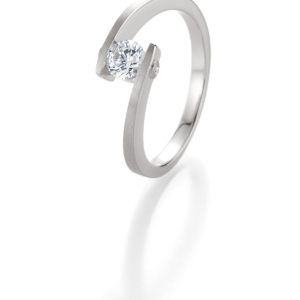 Verlobungsring mit Diamant - Geschwungene Spannfassung mit seitlichem Steinbesatz - Breuning - 41/05408 - Weiß