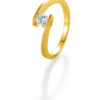 Verlobungsring mit Diamant - Geschwungene Spannfassung mit seitlichem Steinbesatz - Breuning - 41/05408 - Gelb