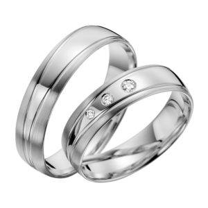 Eheringe - flaches Design - mit Diamanten - R136-0