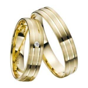Eheringe - flaches Design - mit Diamant - R138-0