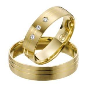 Eheringe - flaches Design - mit Diamanten - R139-0