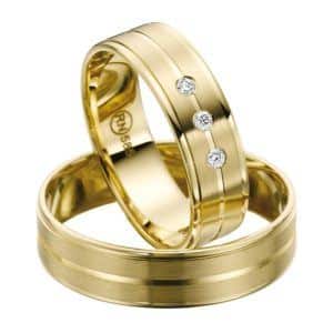 Eheringe - flaches Design - mit Diamanten - R140-0