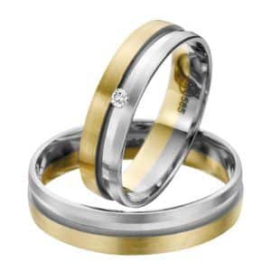 Eheringe - flaches Design - mit Diamant - R142-0