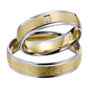 Eheringe - flaches Design - mit Diamant - R144-0