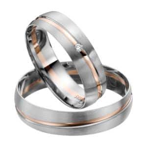 Eheringe - flaches Design - mit Diamant - R147-0