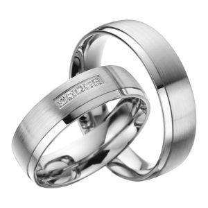 Eheringe - Palladium - mit Diamanten - R519-0