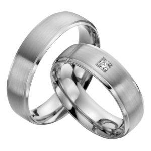 Eheringe - Palladium - mit Diamant - R520-0
