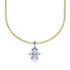 Kette mit Diamantanhänger - 6er-Krappenfassung - Klassisch - Gelbgold - Weißgold