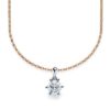 Kette mit Diamantanhänger - 6er-Krappenfassung - Klassisch - Rotgold - Weißgold