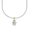 Kette mit Diamantanhänger - 6er-Krappenfassung - Klassisch - Gelbgold - Weißgold