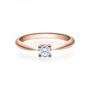 Verlobungsring mit Diamant in Rosegold - 4er-Krappenfassung - Modern