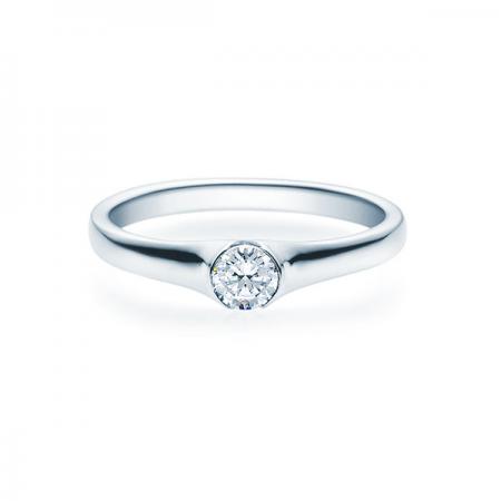 Verlobungsring mit Diamant - Halb-Zargenfassung - weiß- Rubin - 18022