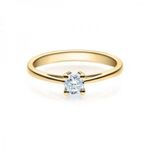 Verlobungsring mit Diamant - 4er-Krappenfassung - Gelbgold-Rubin - 18010