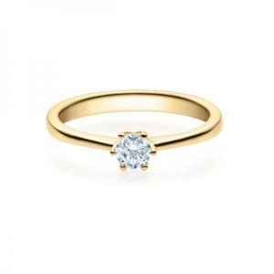 Verlobungsring mit Diamant in Gelbgold - 6er-Krappenfassung - Rubin - 18016