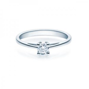 Verlobungsring mit Diamant - 4er-Krappenfassung - weiß- Rubin - 18010