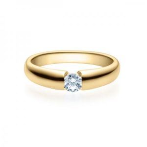 Verlobungsring mit Diamant - Spannfassung - Gelbgold Modern