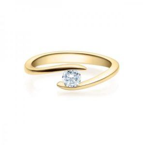 Verlobungsring mit Diamant - Geschwungene Spannfassung - Modern - Gelbgold- 18015