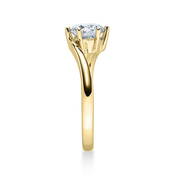Verlobungsring mit Diamant - Geschwungene Spannfassung mit 6 Krappen - Modern - Gelbgold-20346