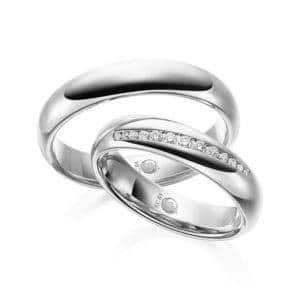Eheringe - Design - mit Diamanten - RU-1527-1-Weißgold