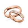 Trauringe besonderes Design viele Steine Rotgold