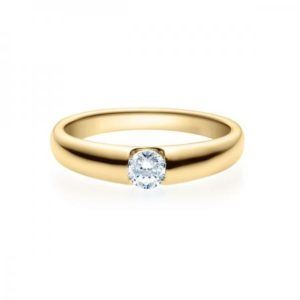 Verlobungsring mit Diamant - Spannfassung - Gelbgold- Rubin - 18005