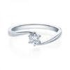 Verlobungsring mit Diamant - Geschwungene Spannfassung mit 6 Krappen - Modern - Weißgold/Platin