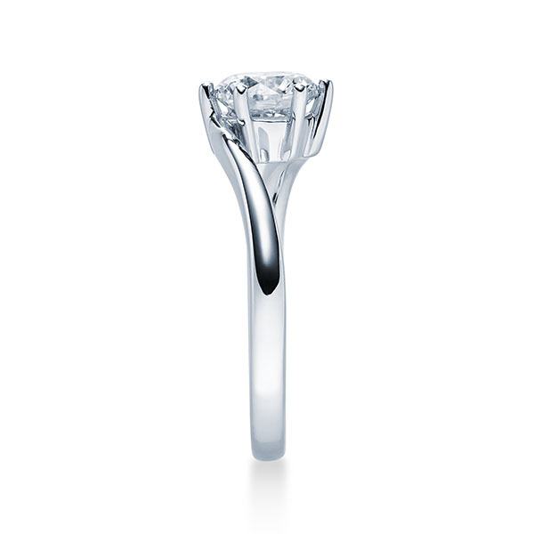 Verlobungsring mit Diamant - Geschwungene Spannfassung mit 6 Krappen - Modern - Weiß-20358