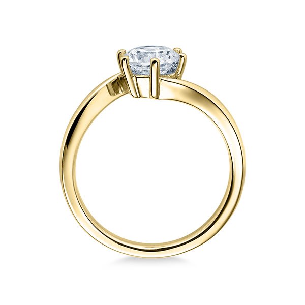 Verlobungsring mit Diamant - Geschwungene Spannfassung mit 6 Krappen - Modern - Gelbgold-20345