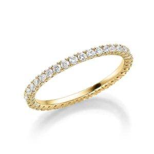 Memoire Ring in 18 kt Gelbgold voll ausgefasst mit kleinen Diamanten