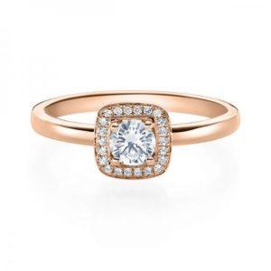 Verlobungsring mit Diamanten - 4er-Krappenfassung - Halo