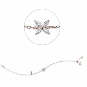 Diamant-Armband in 750/- Rotgold mit Navette-Diamanten (0,16 ct tw/si)