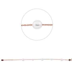 Perlen-Armband in 750/- Rotgold mit 5 weiße Süßwasser-Zuchtperlen