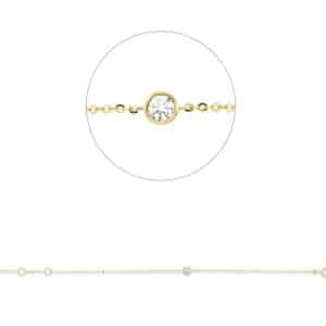 Brillant-Armband in 750/- Gelbgold mit 1 Brillant im einer Zargenfassung (0,10 ct. tw/pi)