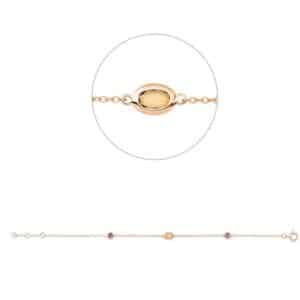 Armband in Rotgold (18 kt) mit 1 Citrin, 2 Amethyste
