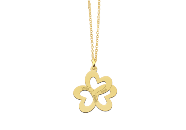 Goldene dreifache Herzkette mit Namen Gelbgold