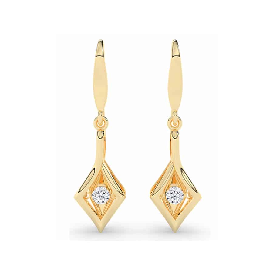Ohrringe mit rundem Diamanten (0,10 Karat) in rautenförmiger Fassung 1 Ohrringe mit rundem Diamanten (0,10 Karat) in rautenförmiger Fassung