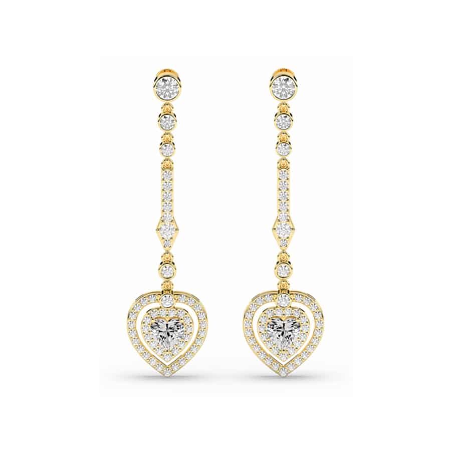 Ohrringe mit rundem Diamant (0,15 Karat) in Herzanhänger mit Steinbesatz 1 Ohrringe mit rundem Diamant (0,15 Karat) in Herzanhänger mit Steinbesatz