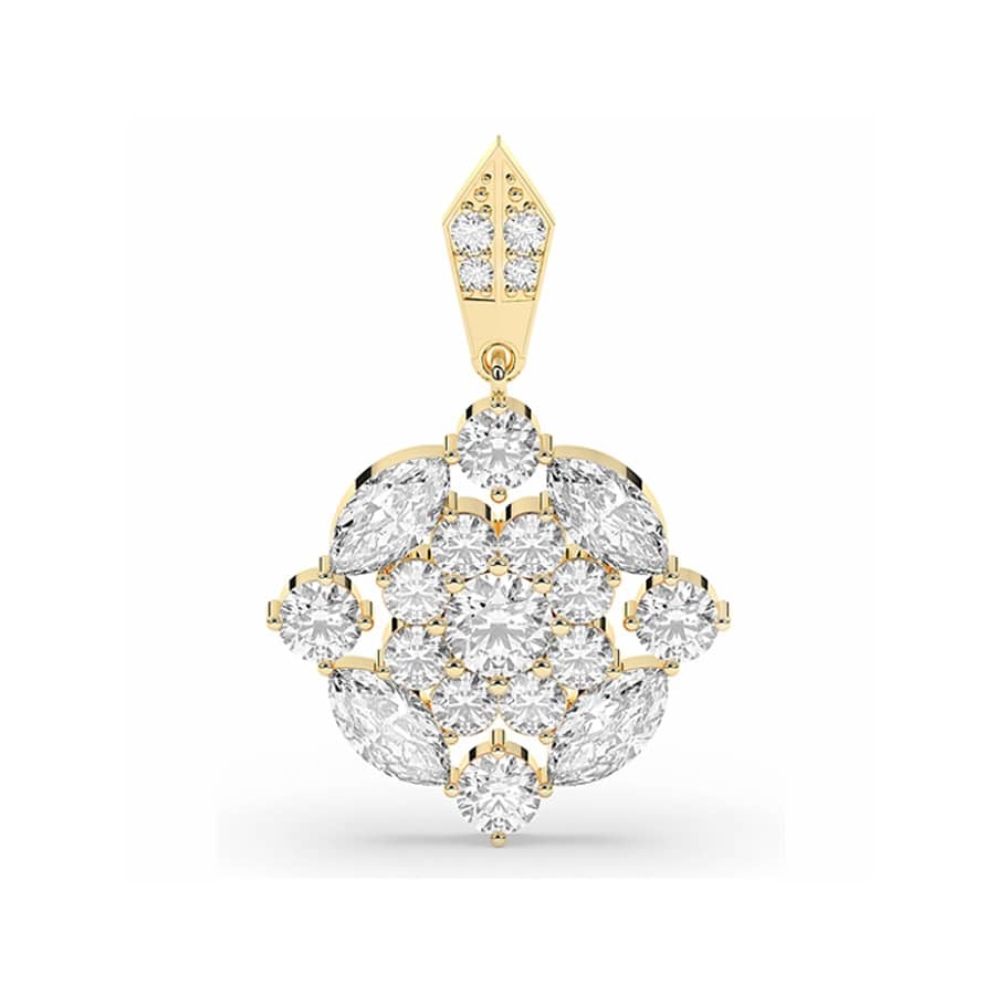 Einzigartige Ohrringe mit runden und Marquise-Diamanten 1 Einzigartige Ohrringe mit runden und Marquise-Diamanten