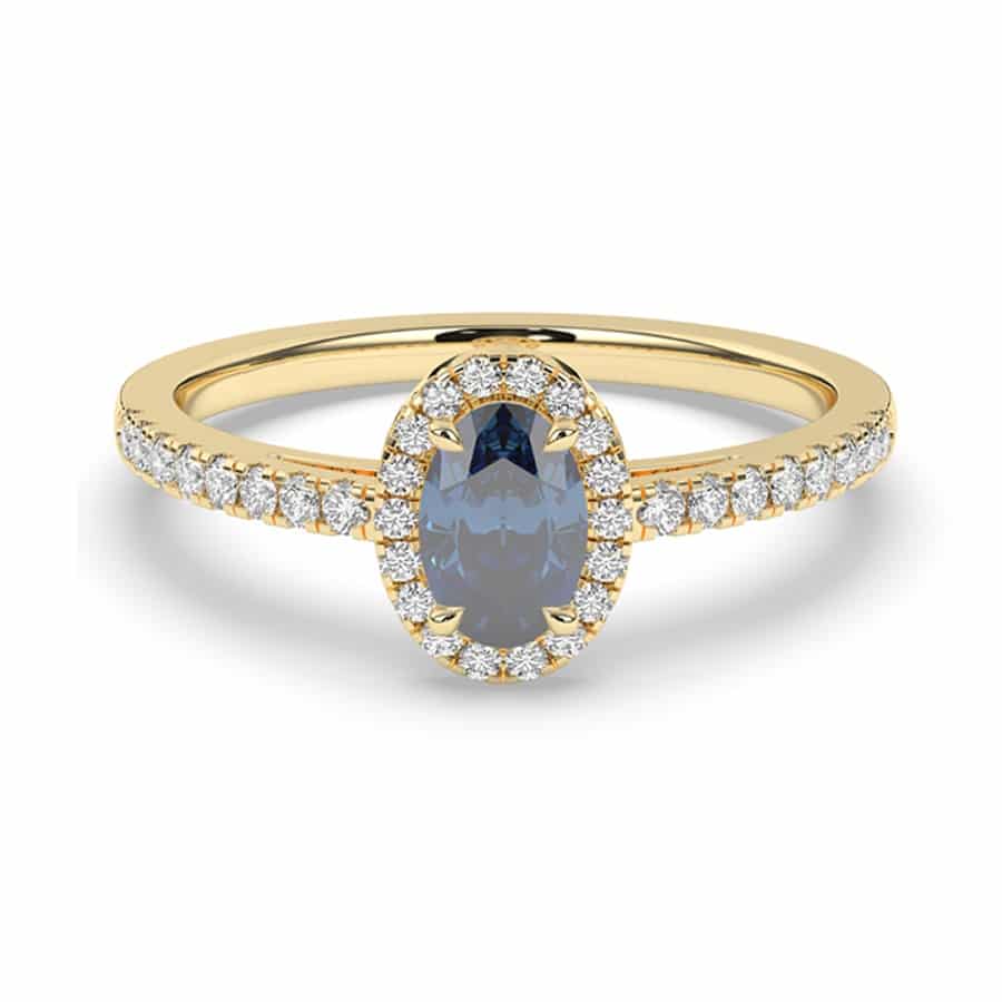 Ring mit 0,55 Karat VVS-Klarheit, farbigem Oval und rundem Stein, besetzt mit 1,4 mm. IGI-zertifiziert 1 Ring mit 0,55 Karat VVS-Klarheit, farbigem Oval und rundem Stein, besetzt mit 1,4 mm. IGI-zertifiziert