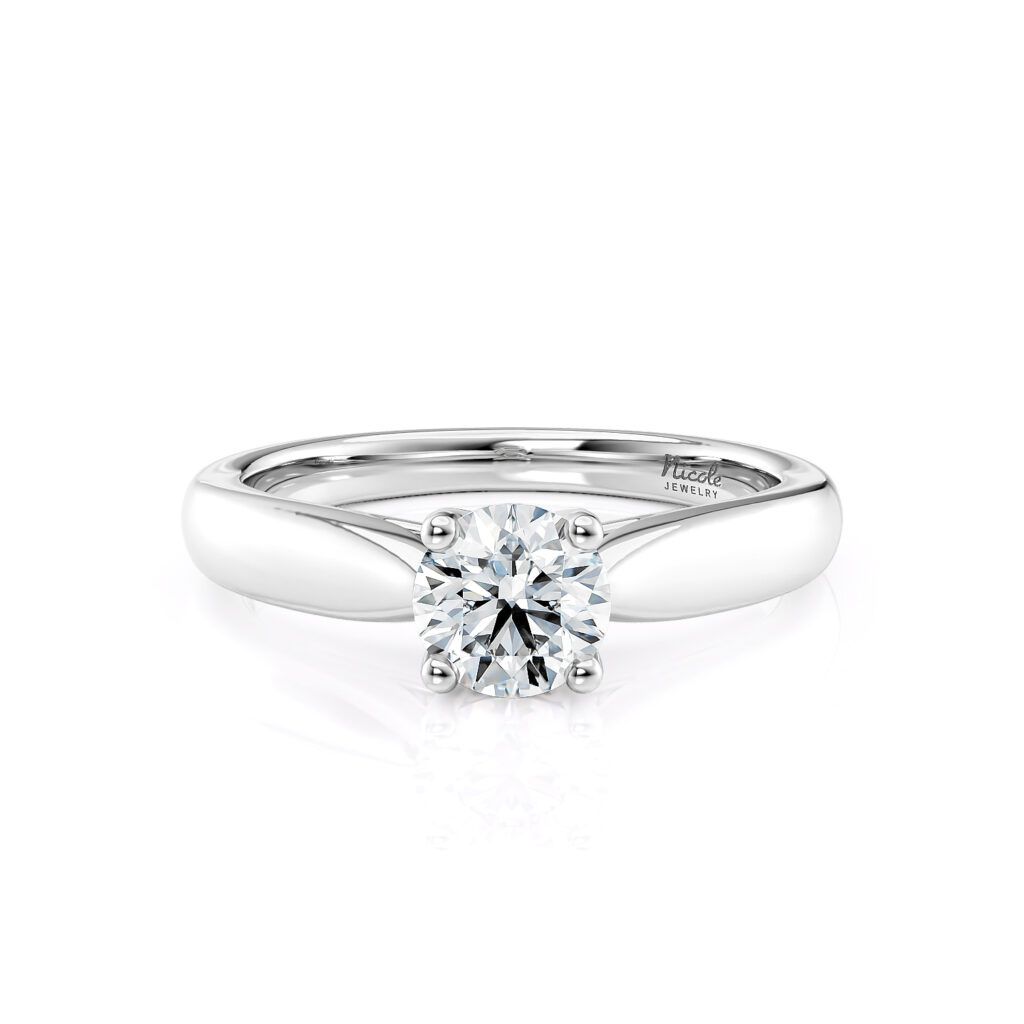 THELANDA Damen-Verlobungsring Aus 14 Karat Weißgold – Halo-Ring Mit 1ct Simulant & Seitensteinen
