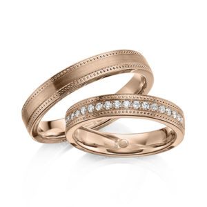 Trauringe Besonderes Design Perlfugen Rotgold