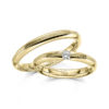 Trauringe mit Perlfuge und Brillant in Spannfassung Gelbgold