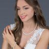 Brautschmuck-Set Silber Süßwasser Perle Ohrringe und Kette Armband