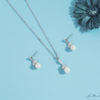 Brautschmuck-Set Silber Süßwasser Perle Ohrringe und Kette Armband creme
