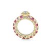 Verlobungsring Brillantentraum mit zentralem Brillanten und rosa Saphir in Gelbgold