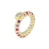 Verlobungsring Brillantentraum mit zentralem Brillanten und rosa Saphir in Gelbgold